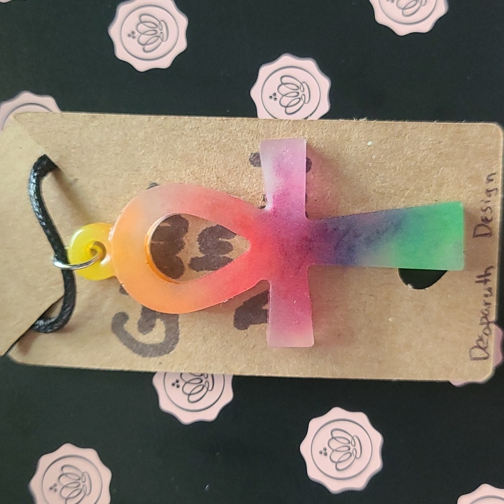 Rainbow anhk necklace
